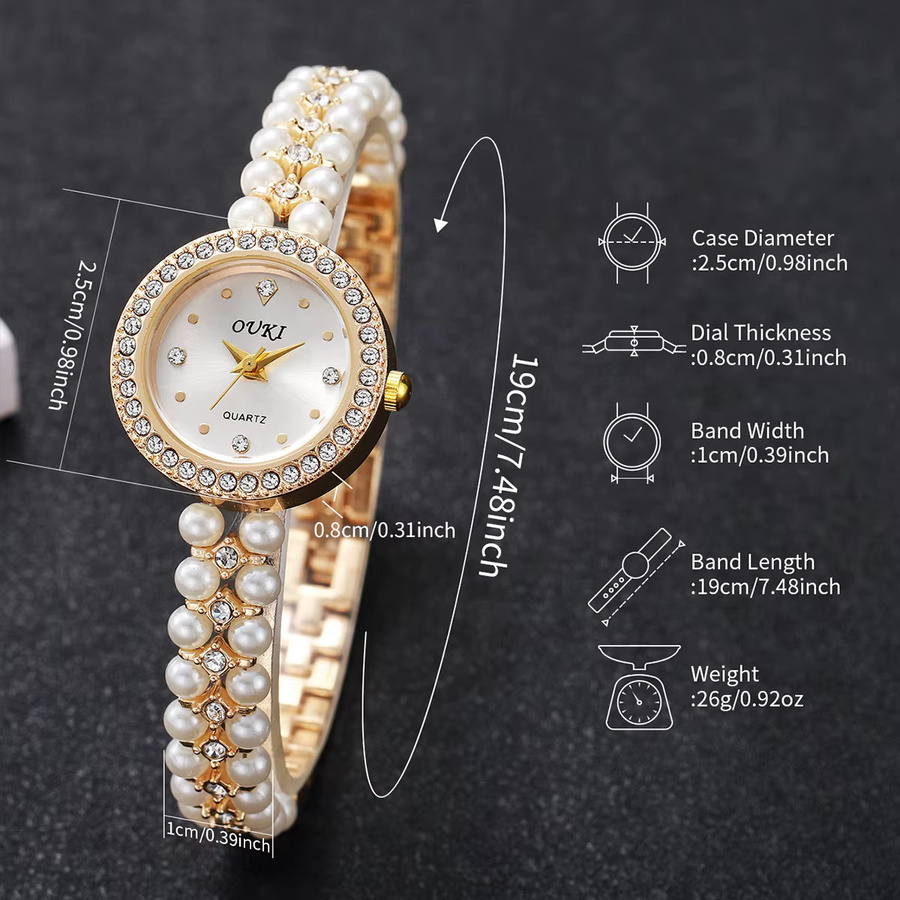 Armbanduhr Damen, Quarz, Legierung, Perle, Weiß - Bild 3
