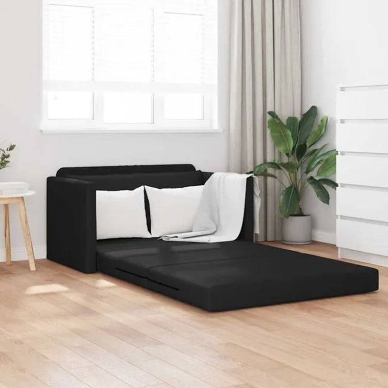 Vidaxl Schlafsofa 2-in-1 Boden Sofa Bett aus Kunstleder in Schwarz, B/T/H: 124 x 71 x 78 cm - Bild 1