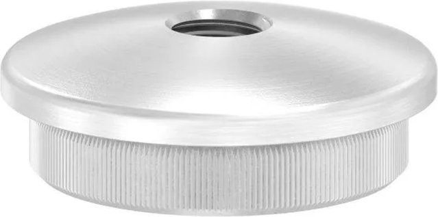 FeNau Einsteckkappe aus Edelstahl V2A für Rohr Ø 42,4 x 3,0 mm mit M10 Gewinde, gewölbt, Silber - Bild 1
