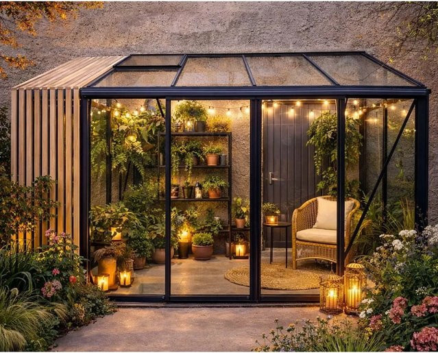 Bloomcabin Wandgewächshaus GHLTAF3 aus Accoya und Aluminium in Schwarz mit Sicherheitsglas - Bild 1