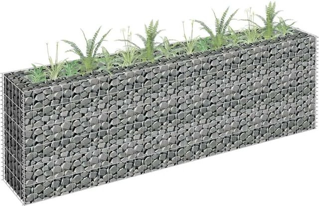 DELUKE Gabionen Hochbeet ROON aus verzinktem Stahl in Silber, B/T/H: 180 x 30 x 60 cm - Bild 1