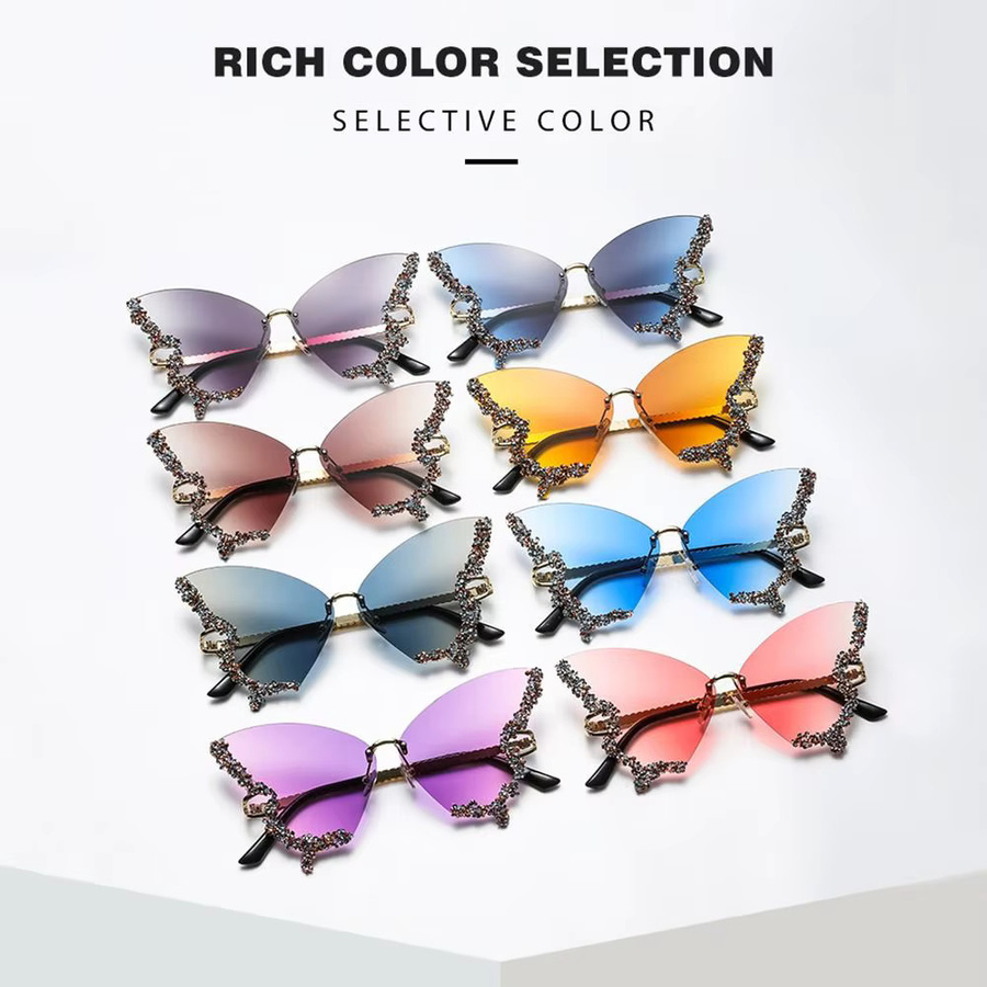 Sonnenbrille Schmetterling, randlos, Metall, Lila, Damen - Bild 2