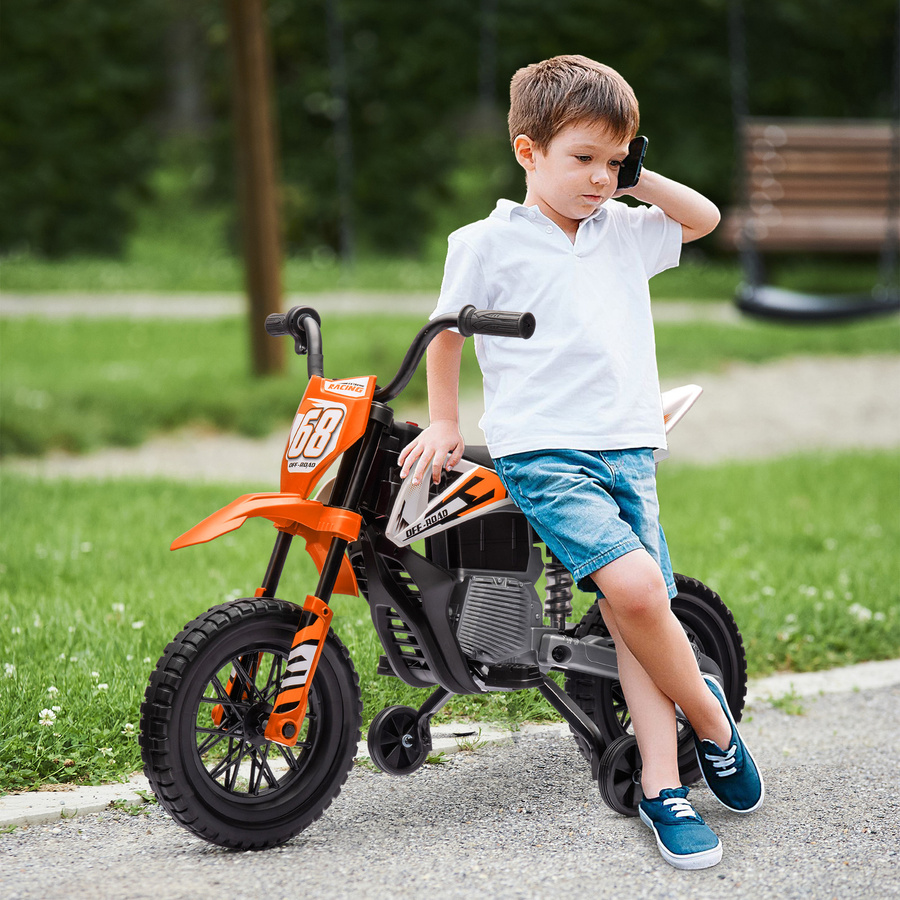 AIYAPLAY Kinder Elektro-Motorrad, 12V, mit Musik, Orange, ab 3 Jahre - Bild 2