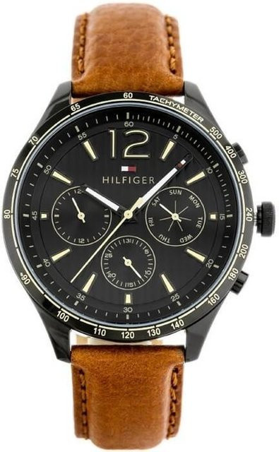 Tommy Hilfiger Herrenuhr, Analoguhr, Schwarz, Leder, Edelstahl - Bild 1