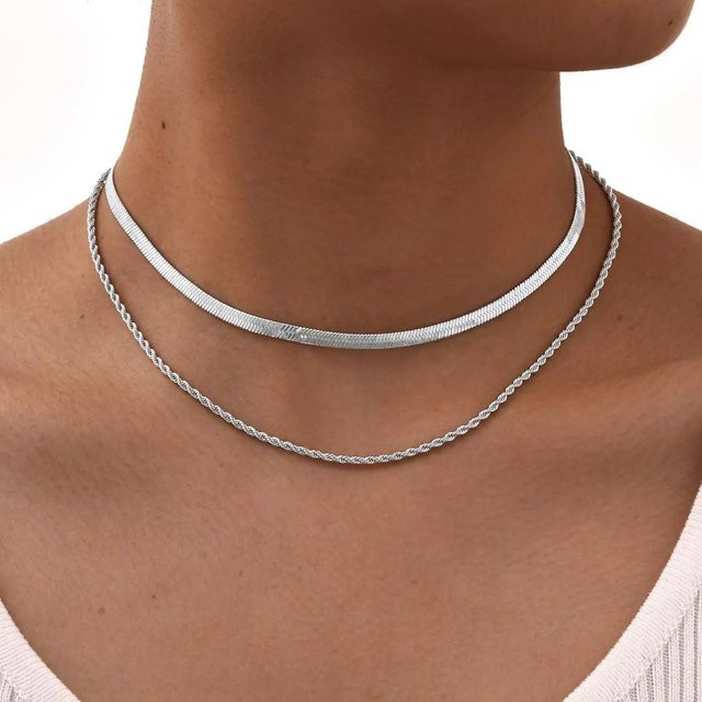 Myfresty Halskette, mehrschichtig, Blade-Twist, Edelstahl, Damen - Bild 1