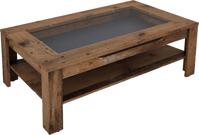 byLIVING Couchtisch RALPH in Old Wood Optik und Anthrazit mit Klarglas, Breite: 110 cm - Bild 1