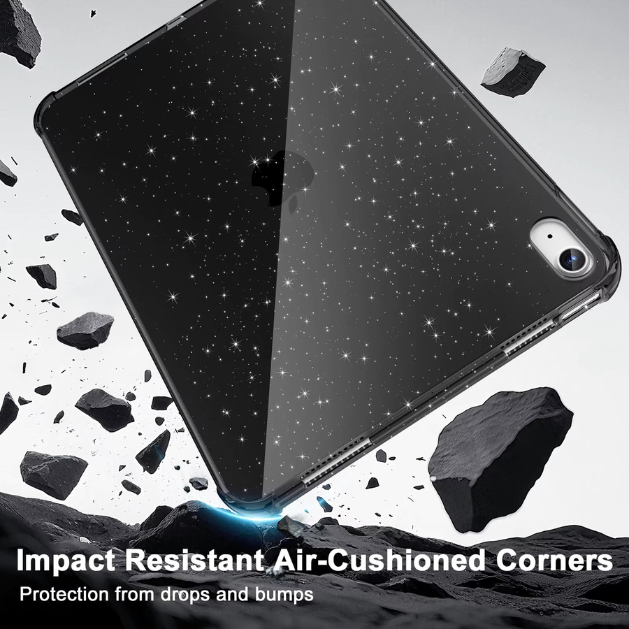 TZION TPU Schutzhülle mit Air Bumper für Apple iPad in Schwarz Glitzer - Bild 2