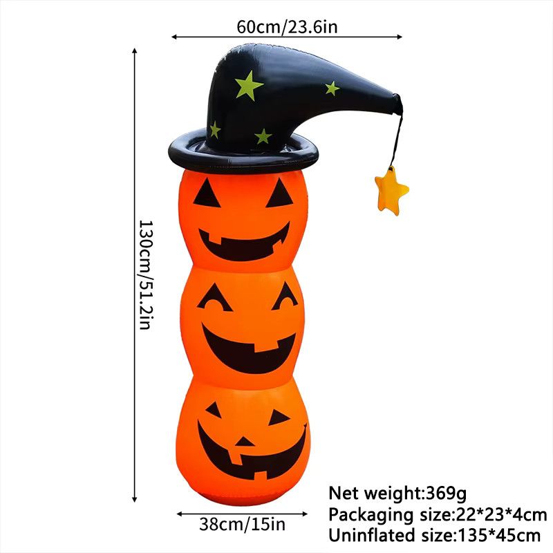 LUSQI Halloween aufblasbarer Kürbisgeist in Weiß und Orange als winddichte Gartendekoration für drinnen und draußen - Bild 4