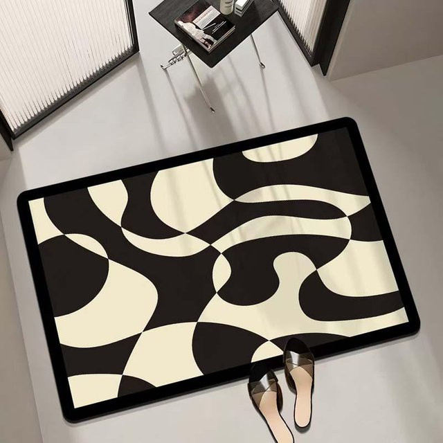 Yiran Furniture Kieselgur Fußmatte Schwarz-Weiß, wasserabsorbierende und rutschfeste Badezimmer Matte, B/H: 80 x 50 cm - Bild 1