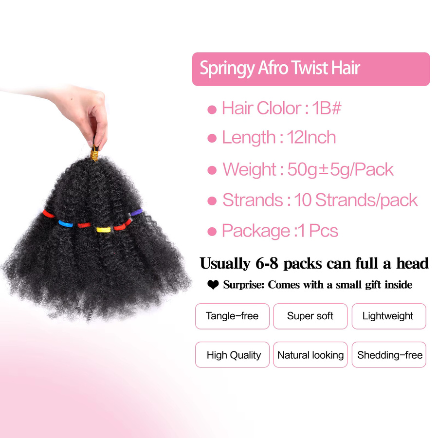 BUDABUDABUDA Afro-Kinky-Twist Haarverlängerung, 12 Zoll, Damen - Bild 2