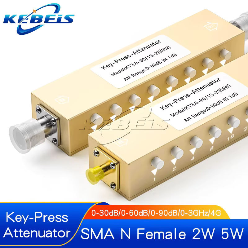 KEBEIS SMA N Typ RF Signal-Abschwächer mit Drucktaste, einstellbar von 0-90dB, 0-4GHz, Farbe: Gold - Bild 3