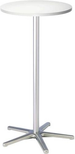 Maul Stehtisch Silber mit weißer Tischplatte und Bodenschoner aus Kunststoff, Höhe: 109,5 cm - Bild 1