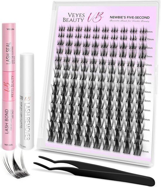 Veyesbeauty Manga Wimpernbüschel, 140 Stück, 8-18mm, schwarz - Bild 1
