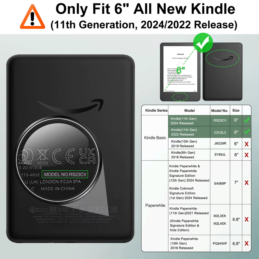 Dadanism Magnetische Hülle für Kindle 11. Generation (2024/2022 Release), Transparent, Grün - Bild 2
