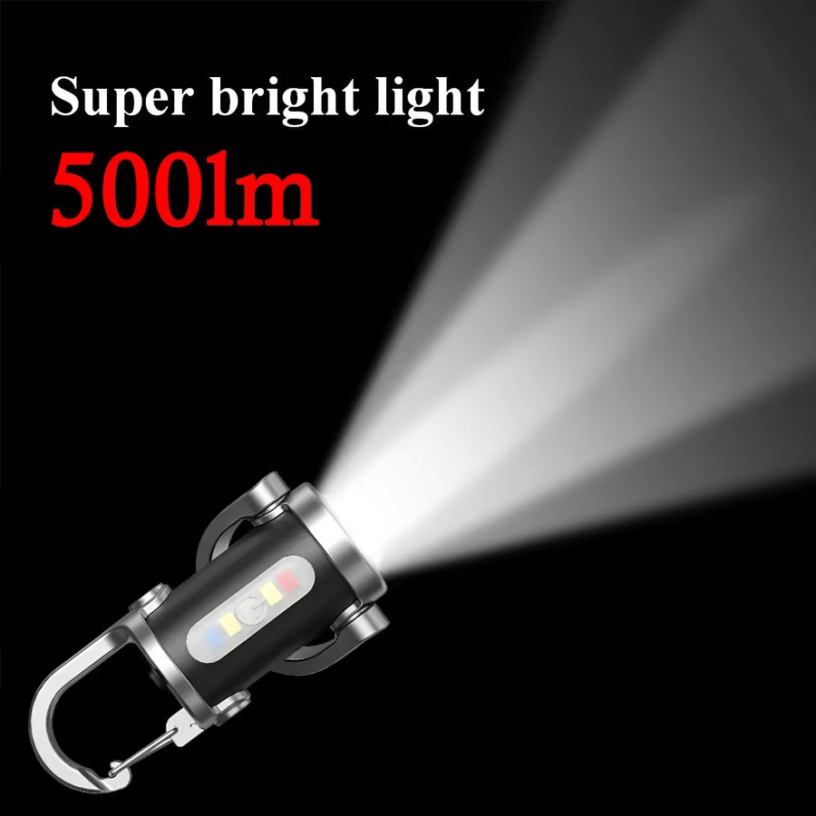 XIWANGFIRE Wiederaufladbare Schlüsselanhänger-Taschenlampe mit 800 lm COB-Arbeitslicht in Schwarz - Bild 4