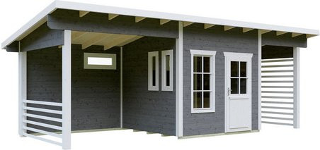 Skan Holz Gartenhaus Namur aus Nordischer Fichte mit Pultdach in Schiefergrau, B: 690 cm, H: 315 cm, T: 250 cm - Bild 3