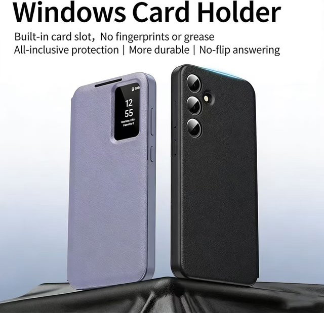 Original Samsung PU-Leder Hülle mit Kartenfach und transparentem Fenster für Galaxy S26 Ultra, S25, S24, S25 Plus und S23 in Schwarz - Bild 1