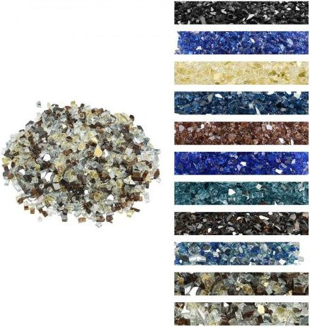 VEVOR Feuerglas reflektierend für Gaskamine und Feuerstellen, 4,5 kg, Farben: Kupfer, Transparent und Gold, Größe: 12,7 mm - Bild 1