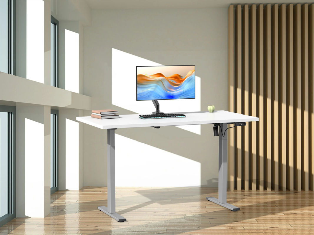 VCM Schreibtisch E-Lona höhenverstellbar mit Elektroantrieb, Weiß/Silber, B: 160 cm, T: 80 cm, H: 71-80 cm - Bild 3