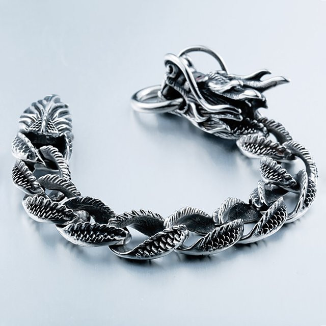 TOGA PULLA Armband, Drachen Kopf, Edelstahl, Silber, Unisex, Vintage - Bild 1