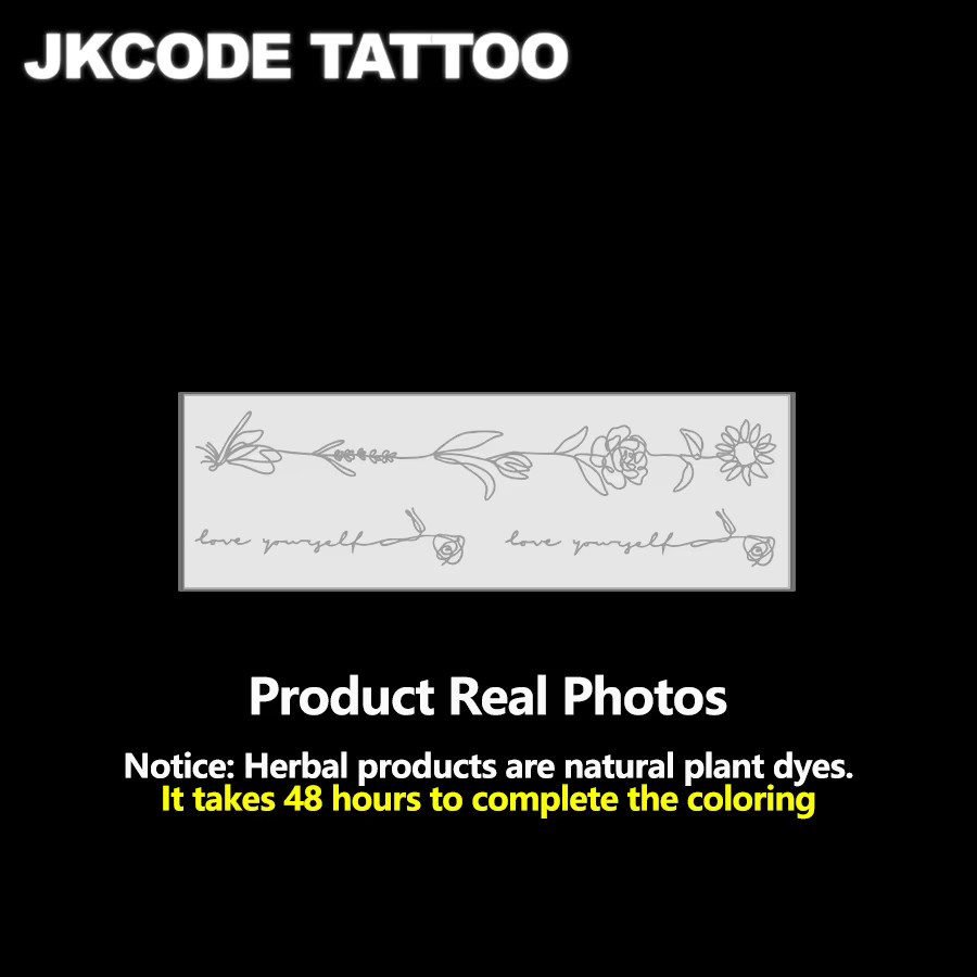 JKCODE TATTOO Wasserfeste semipermanente Tattoos, Rose & Leaf Design - Bild 2