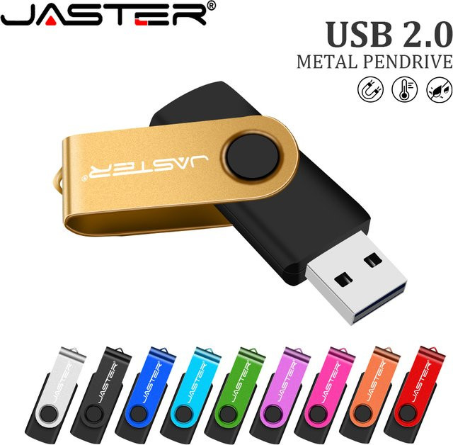 JASTER USB-Flash-Laufwerk drehbarer USB-Stick in Schwarz oder Orange - Bild 1