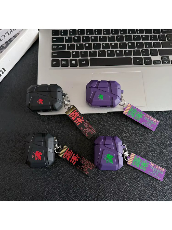 Bandai Evangelion EVA Anime Schutzhülle für AirPods Pro, 3, 2, 1 sowie AirPods 4, 2, 3 inklusive Anhänger - Bild 2