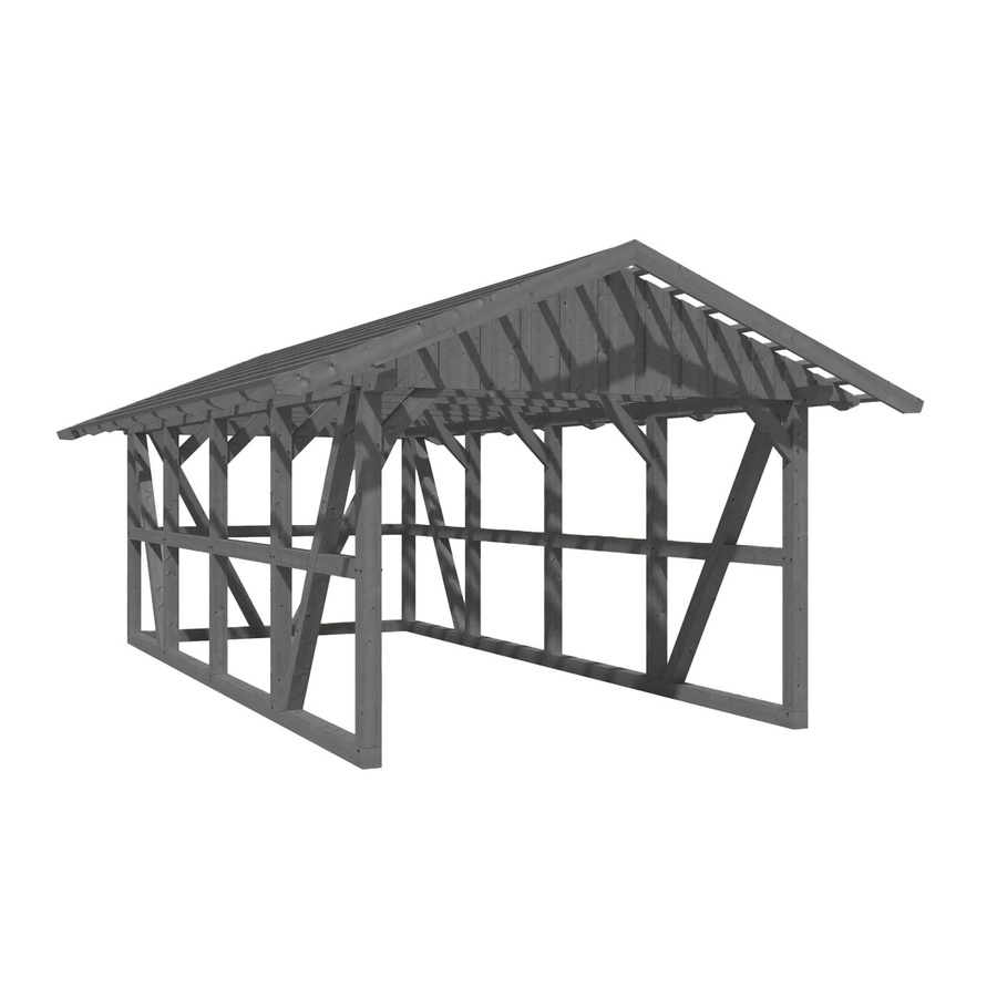 Skan Holz Carport Schwarzwald aus Fichtenholz mit Satteldach, Dachlattung und Rückwand in Grau, B/T/H: 424 x 772 cm - Bild 2