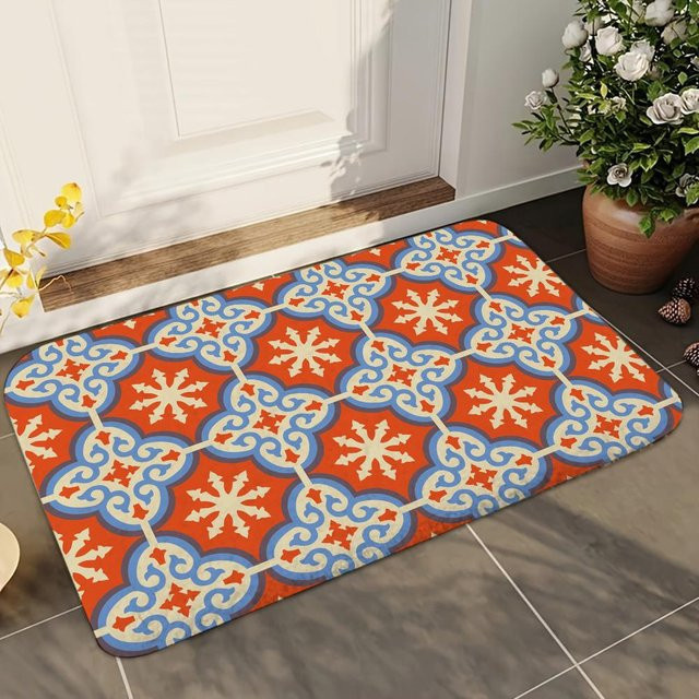 Wucifang Jewelry Marokkanische Ethnische Badezimmermatte aus Polyester, Orange, B/B: 40 x 60 cm - Bild 1
