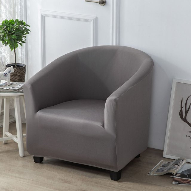 Yiran Furniture Sesselbezug aus Samt in Grau mit Halbkreis-Design, Breite: 60 cm, Tiefe: 40 cm - Bild 1