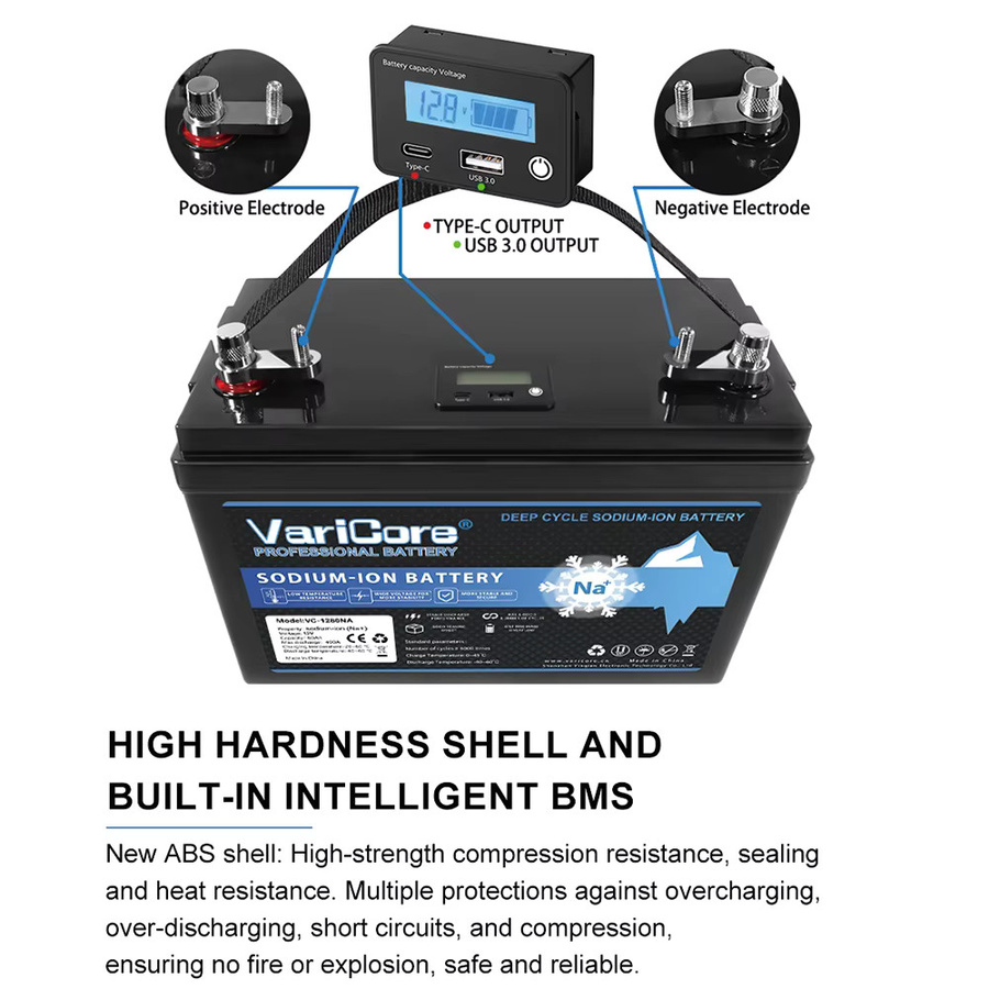 Varicore Natrium-Ionen-Akku 12V/15,6V 80Ah in Schwarz, kältebeständig für Elektroautos, Golfcarts und Off-Grid-Solaranlagen - Bild 5