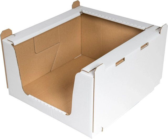 PROREGAL Stapelbehälter aus Wellpappe, 8 Stück, Weiß, B: 36,0 cm, T: 38,0 cm, H: 20,0 cm - Bild 1