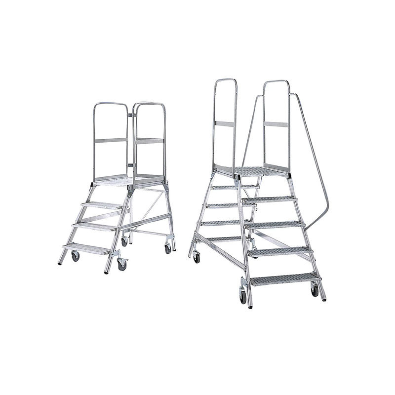 MUNK Günzburger Steigtechnik Aluminium Podestleiter Silber, 3 Stufen, Arbeitshöhe: 2,7 m, Plattform B: 60 cm, T: 80 cm - Bild 3