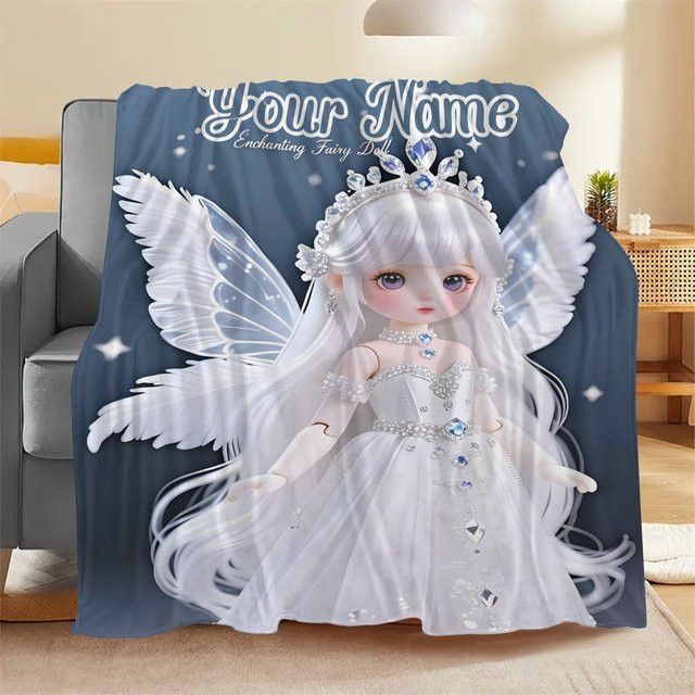 Personalisierte Flanellblanke im Engel-Design mit individuellem Namen von ZIZ - Bild 1