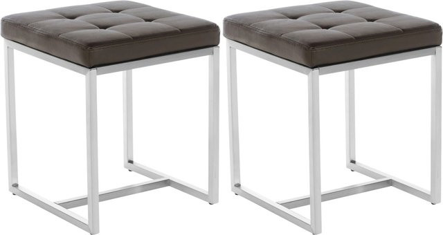 DELUKE 2er Set Sitzhocker VELAN aus Kunstleder in Braun, H x B x T: 48 x 40 x 40 cm - Bild 1