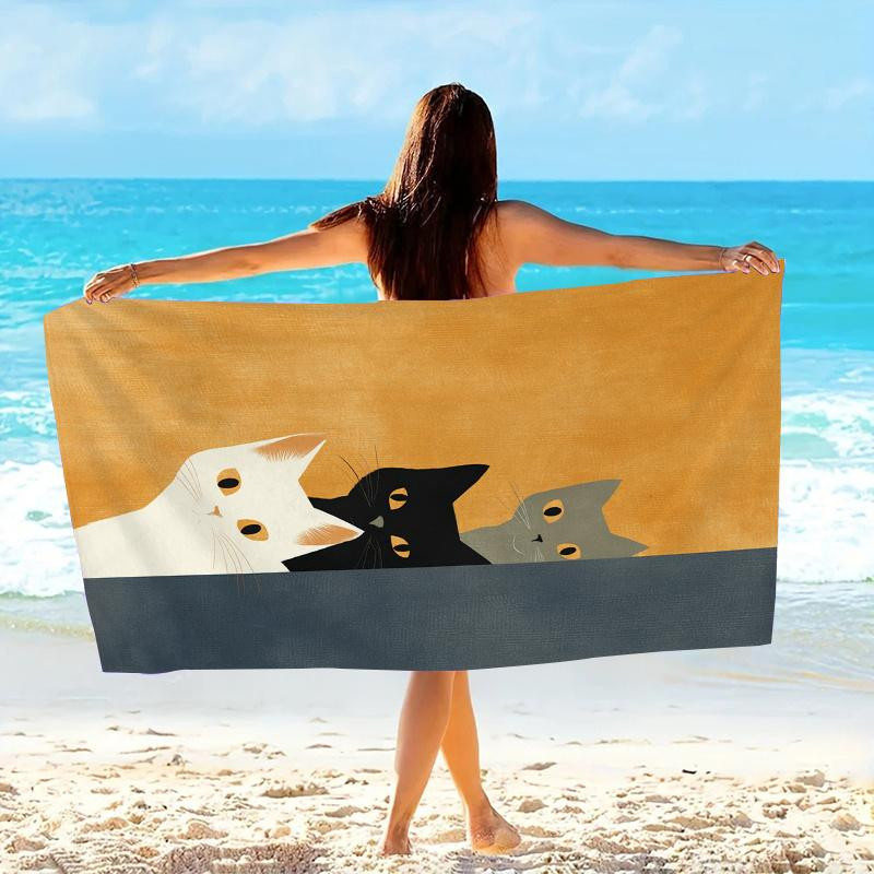 Strandtuch Shanika Chen mit minimalistischer Illustration von drei Katzen in Schwarz, Grau und Weiß, B: 40 cm, H: 60 cm - Bild 4
