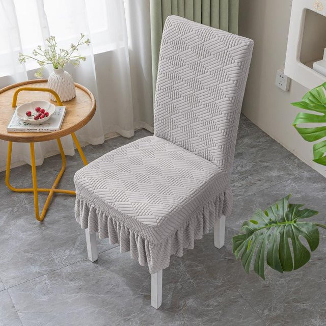 Rock Esszimmerstuhlbezug aus Jacquard in Grau, elastischer und schmutzabweisender Sitzbezug für Esszimmerstühle - Bild 1