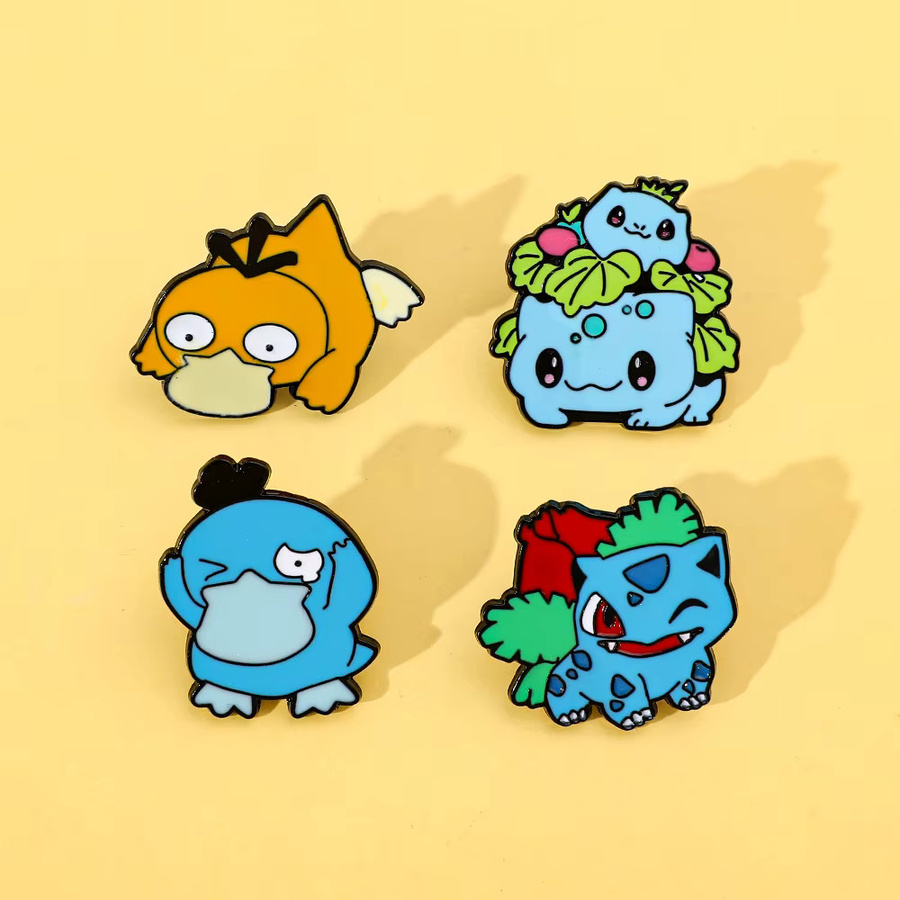 Potdemiel 4-teiliges Pokemon Emaille-Pin-Set, Bulbasaur & Psyduck, Anime-Broschen - Bild 2