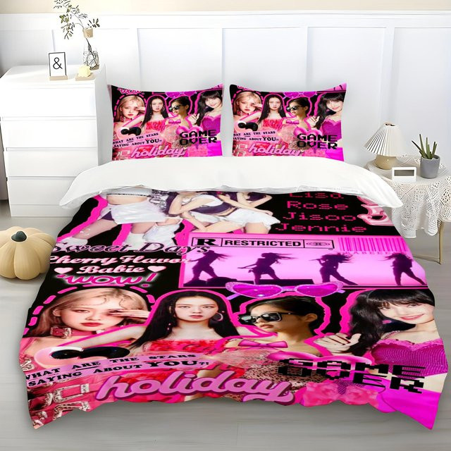 Bettwäsche Set Paslu mit Anime Koreanische Girlgroup Idole LISA ROSE JENNY JISOO in Multicolor, B/H: 200 x 200 cm - Bild 1