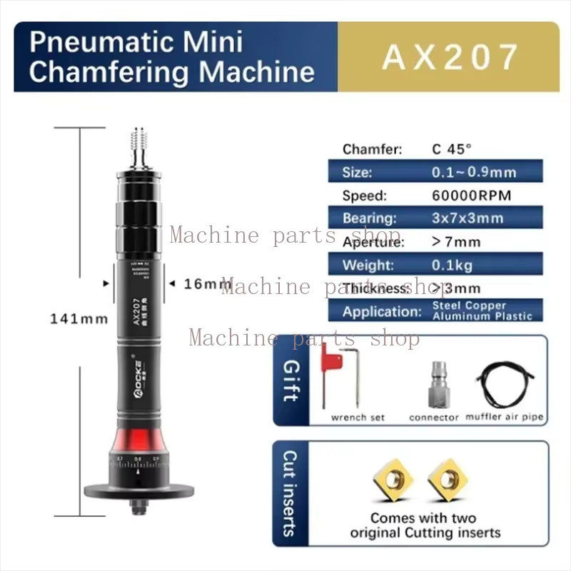 AX207 Mini Pneumatische Abschrägungsmaschine für 45 Grad Metall-Entgratung, Handgeführt und Einstellbar, Schwarz - Bild 2