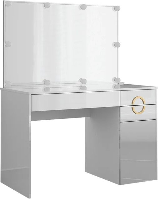 Vicco Schminktisch Adela Weiß Hochglanz mit Spiegel und LED Beleuchtung B: 115 cm, T: 76,4 cm - Bild 2