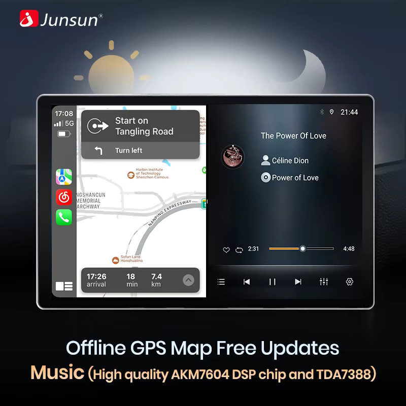 Junsun QLED Android Wireless CarPlay Autoradio für Mercedes Benz C-Klasse CLK Klasse S203 W203 W209 A209, 11,5 Zoll, Schwarz - Bild 3