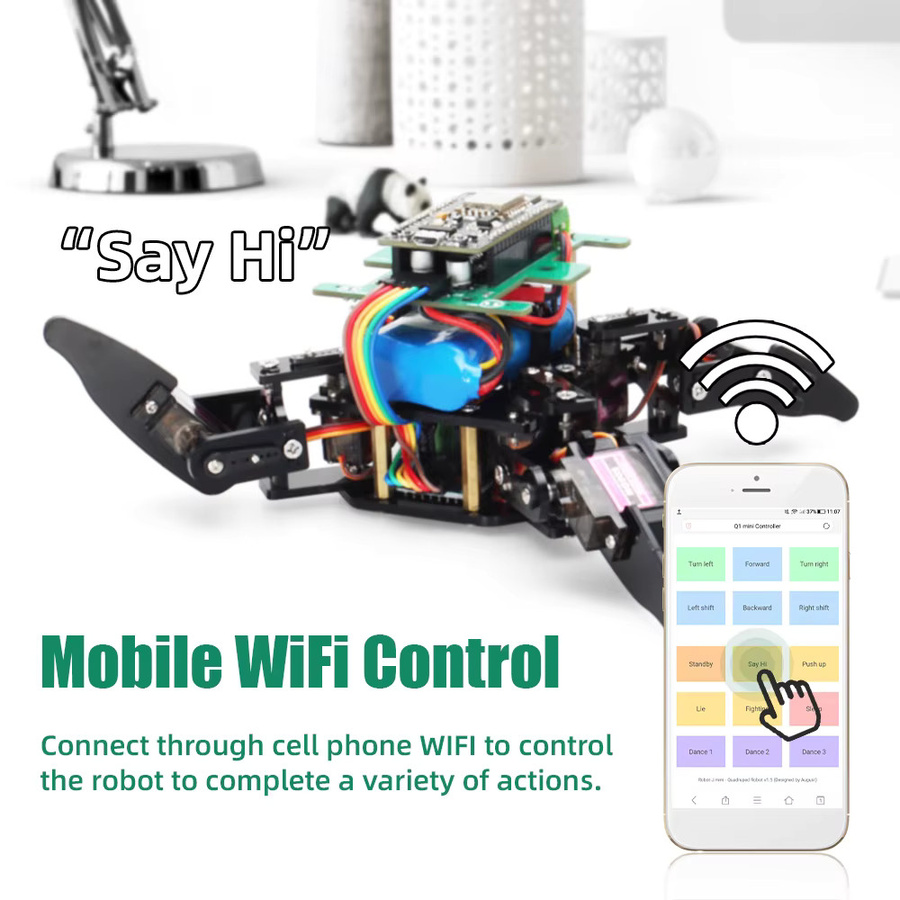 TSCINBUNY Spider-Roboter-Kits für Arduino-Programmierung, Lernset, Wi-Fi, Schwarz - Bild 3