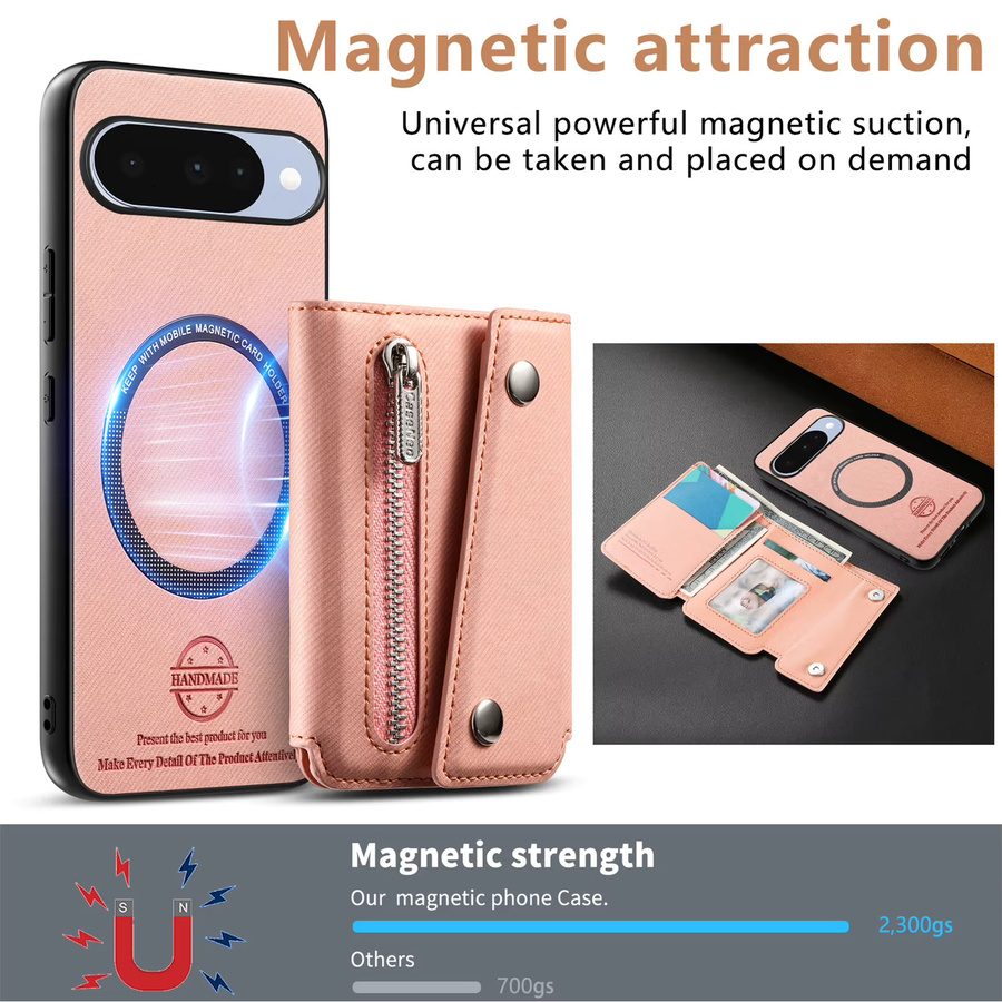 SZMUGUA Magnetische Brieftaschen-Handyhülle mit Kartenhalter und Reißverschlusstasche für Google Pixel 10 Pro XL 9A 9, Grün - Bild 2