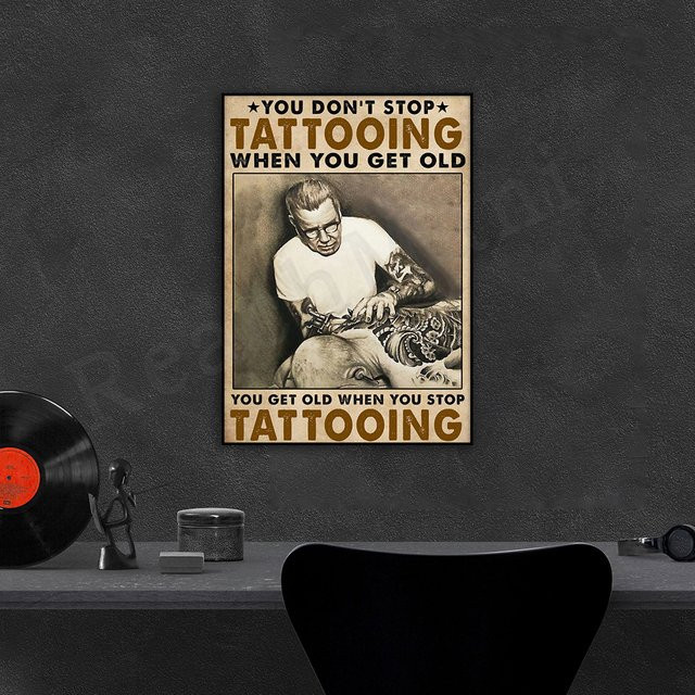 Vintage Poster You Won't Stop Tattooing für Tattoo-Künstler in Mehrfarbig - Bild 1
