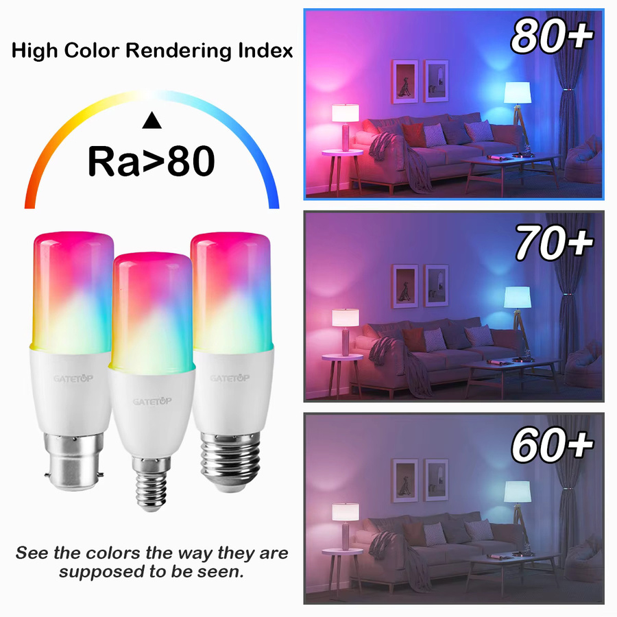 2er-Set Gatetop RGB LED Glühbirnen T37, mehrfarbig, dimmbar mit Fernbedienung, E14/E27/B22 Fassung - Bild 4