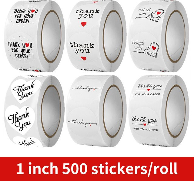 500 Stück Dankeschön-Aufkleber aus Kraftpapier in Schwarz, 25 mm Durchmesser für Dekoration, Hochzeit und Geschenke - Bild 1