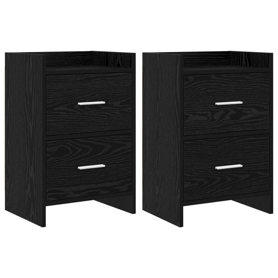 vidaXL Nachttische 2er Set in Schwarzer Eiche aus Holzwerkstoff, B/T/H: 40 x 30 x 60 cm - Bild 2