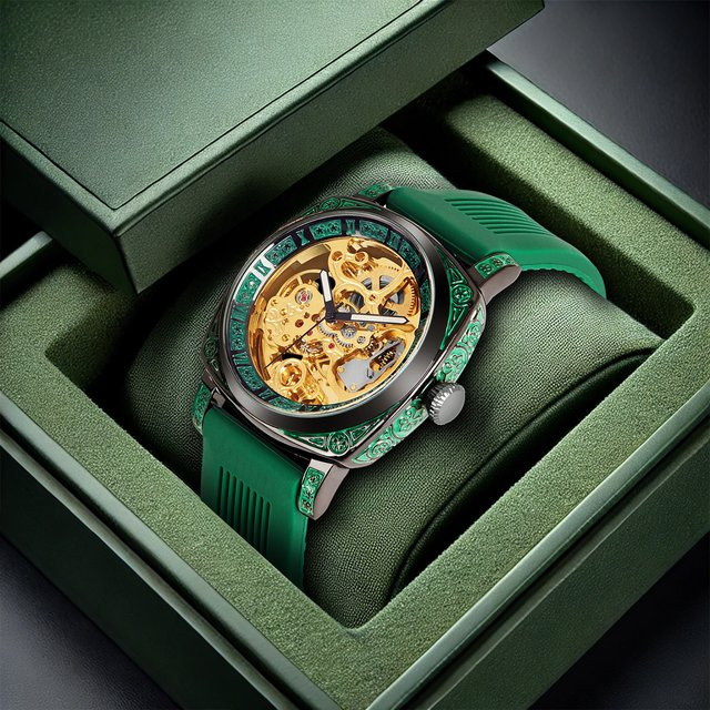 CAROTIF Armbanduhr Automatik, Gold, Grün, Silikon, Damen - Bild 1