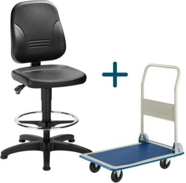 Schäfer Shop Pure Arbeitsdrehstuhl aus Kunstleder mit Fußring, Schwarz, Sitzhöhe: 58,0–85,0 cm - Bild 1